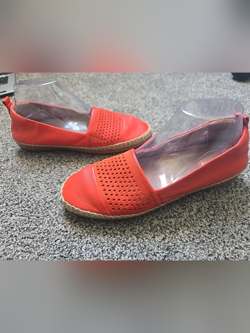 Clarks Artisan Reeney Helen Orange Leather Slip On Espadrille Flats Loafer 8M - Picture 1 of 10